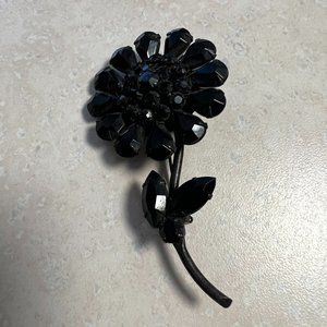 Vintage black rhinestone brooch